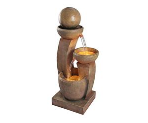 Primrose 109cm 3 Tier Stone Effect Column Friendship Fountain Modern Garden Water Feature with LED Lights