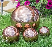 Primrose 12.5cm Copper Effect Stainless Steel Reflective Gazing Globe Sphere Balls Garden Decoration