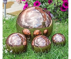 Primrose 12.5cm Copper Effect Stainless Steel Reflective Gazing Globe Sphere Balls Garden Decoration