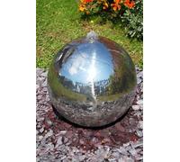 Primrose 120cm Silver Polished Sphere Stainless Steel Water Feature with LED Lights - No Reservoir
