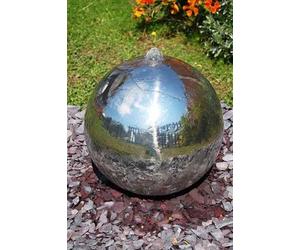 Primrose 120cm Silver Polished Sphere Stainless Steel Water Feature with LED Lights - No Reservoir