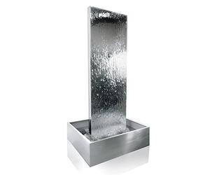 Primrose 130cm Straight Wall Vertical Wave Silver Stainless Steel Double Sided Water Feature with Stainless Steel Reservoir