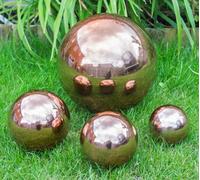 Primrose 15cm Copper Effect Stainless Steel Reflective Gazing Globe Sphere Balls Garden Decoration