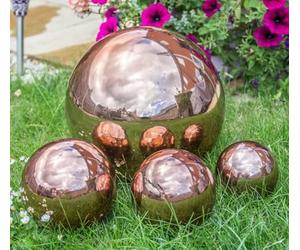 Primrose 15cm Copper Effect Stainless Steel Reflective Gazing Globe Sphere Balls Garden Decoration