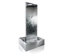 Primrose 180cm Straight Wall Vertical Wave Silver Stainless Steel Double Sided Water Feature with Stainless Steel Reservoir