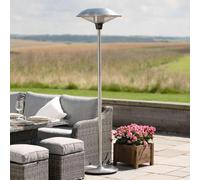 Primrose 2.1kW Free Standing Outdoor Halogen Silver Patio Heater IP44 in Metallic Silver Primrose Metallic Silver