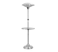 Primrose 2.1kW Freestanding Electric Outdoor Halogen Heater Silver with Table in Metallic Silver Primrose Metallic Silver