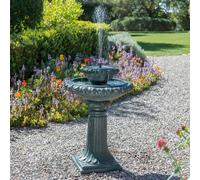 Primrose 2 Level Birdbath Water Fountain Feature Solar Powered Victorian Metal in Dark Grey Primrose Dark Grey