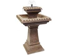 Primrose 2 Tier Bird Bath Solar Powered Automated Pizzaro Grey with Lights 80cm Primrose Grey