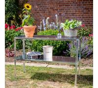 Primrose 2 Tier Essential Greenhouse Garden Staging Galvanised Steel Shelving Silver 1.18m Primrose Silver