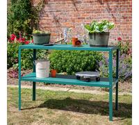 Primrose 2 Tier Greenhouse Staging Green Easy Store Folding Metal Staging Shelving 1.18m Primrose Green
