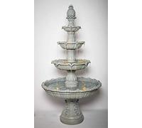 Primrose 204cm Regal Stone Effect Cascading 4 Tier Water Fountain with Lights and Pineapple Design Garden Feature