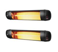 Heatlab 2kW Quartz Bulb Wall Mounted Infrared Outdoor Patio Heater with Remote Control in Black Pack of 2