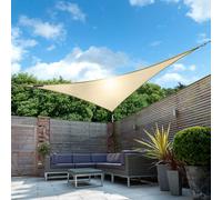 Primrose 3.6m Triangle Waterproof Ivory Garden Patio Sun Shade Sail Canopy 98% UV Block with Free Fixing Kit in Light Sand Primrose Light Sand