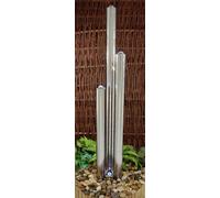 Primrose 3 Polished Tubes Stainless Steel Water Feature With Lights Indoor Outdoor H156Cm