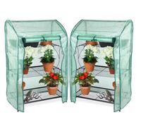 Primrose 3-Tier Mini Greenhouse And Plant Stands With Removable Covers Pack Of 2