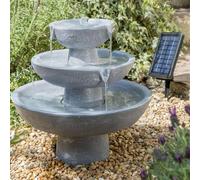 Primrose 3 Tier Solar Powered Stone Effect Water Feature Outdoor 42cm in Light Grey Primrose Light Grey