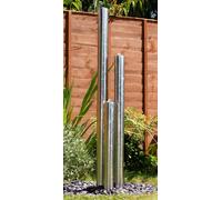 Primrose 3-Tier Stainless Steel Tube Outdoor Water Feature Fountain LEDs 100cm in Metallic Silver Primrose Metallic Silver