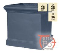 Primrose 36Cm Terracotta Fibrecotta Blenheim Lead Effect Cube Planter By Terra Pot