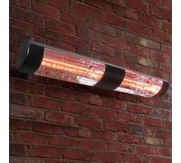 Primrose 3kW Black Dual Wall Mounted Quartz Halogen Bulb Electric Infrared Patio Heater Weatherproof IP55 Primrose Black