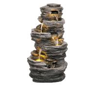 Primrose 4 Tier Rock Pool Cascading Water Feature Lights Indoor Outdoor H100cm in Stone Primrose Stone