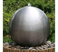 Primrose 45cm Silver Brushed Sphere Stainless Steel Water Feature with LED Lights and Reservoir Included