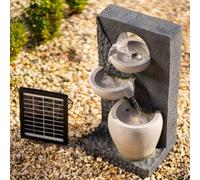 Primrose Solar Water Feature Pouring Bowl Tiered Battery Backup Lights 48cm in Grey Primrose Grey