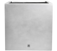 Primrose 50cm Fibreglass Cube Planter with 2mm Gloss Coat in Silver