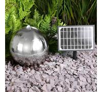 Primrose 50cm Solar Powered Stainless Steel Sphere Patio Garden Water Feature Fountain with LED Lights & Reservoir