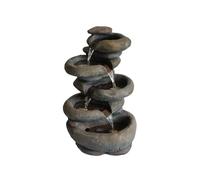 Primrose 57cm Solar 4 Tier Stacked Boulder Cascading Water Feature with LED Lights
