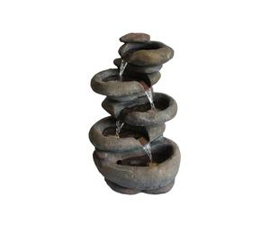 Primrose 57cm Solar 4 Tier Stacked Boulder Cascading Water Feature with LED Lights