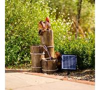 Primrose 59cm Solar Powered Helpful Squirrels 2 Tier Water Feature Garden Patio Water Cascade with LED Lights & Battery Backup