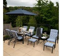 Primrose 6 Seater Dining Furniture Reclining Foot Stools Blue And Coffee Table