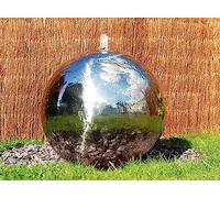 Primrose 60cm Silver Polished Stainless Steel Fountain Sphere Modern Water Feature with LED lights