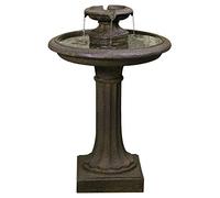 Primrose 71cm Antique Effect Round 2 Tiered Birdbath Garden Water Feature