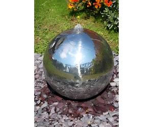Primrose 75cm Silver Polished Stainless Steel Fountain Modern Indoor Outdoor Water Feature with LED Lights, Reservoir & Pump