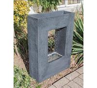 Primrose 77cm Grey Milano Rain Rectangular Water Feature Fountain Cascade with Planter and LED Lights