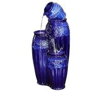 Aber Blue Ceramic Cascading Vase Water Feature with LED Lights 87cm Primrose Blue One Size
