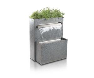 Primrose 89cm Grey Cascata Delle Granite Touch Water Feature Waterfall Indoor Outdoor Cascade & Planter with LED Lights