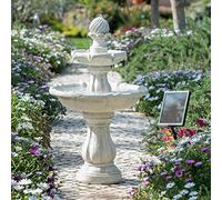 Primrose 92cm Solar Powered Stone Effect Imperial Solar 2 Tier Water Feature Outdoor Garden Fountain