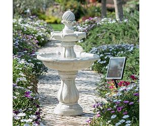 Primrose 92cm Solar Powered Stone Effect Imperial Solar 2 Tier Water Feature Outdoor Garden Fountain