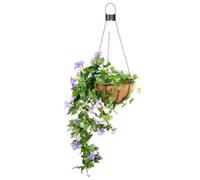 Primrose Artificial Duranta Purple Flowers Hanging Basket with Solar Light 26cm Primrose Multicolor
