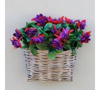 Primrose Artificial Fuchsia Wall Floral Arrangement In Wicker Basket 38Cm