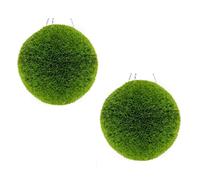 Primrose Artificial Grass Effect Hanging Topiary Ball With Chain 38cm - pair in Green Primrose Green