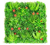 Primrose Artificial Mixed Plants Red Rose Green Wall Hedge 32 Panels 1m x 1m in None Primrose None