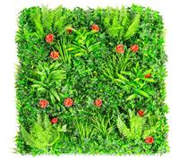 Primrose Artificial Mixed Plants Red Rose Green Wall Hedge 8 Panels 1M X 1M