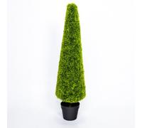Primrose Artificial Outdoor Garden Topiary Bush Grass Cones With Grey Pot 100Cm
