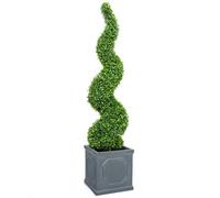 Primrose Artificial Outdoor Patio Box Topiary Buxus Grass Spiral Bush 120Cm