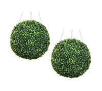Primrose Pair Of 28cm Artificial Boxwood Topiary Balls Bush Sphere