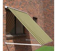 Primrose Awnings 1.0M Half Cassette Drop Arm Awning, Yellow And Grey Stripe